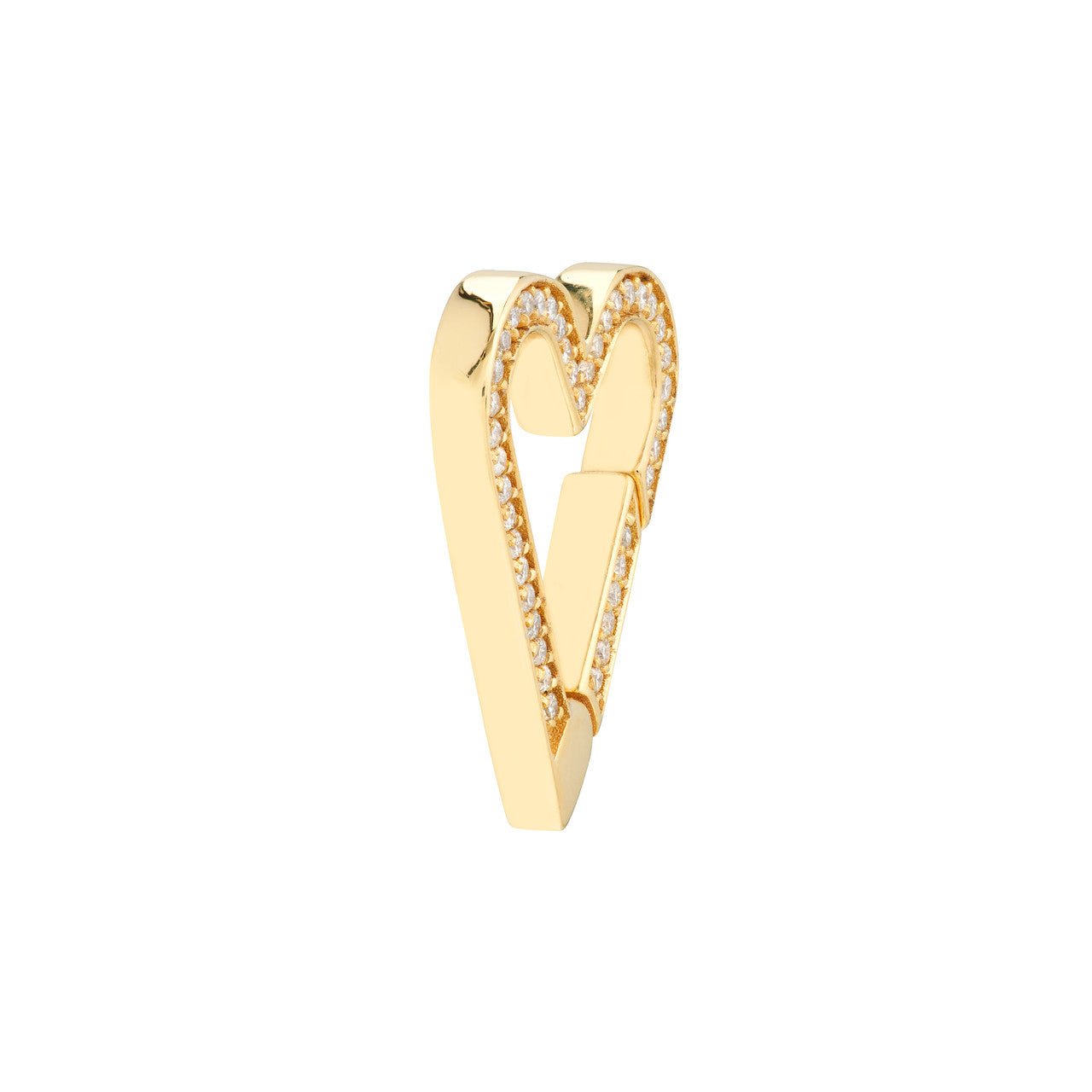 14k Diamond open heart push lock - Lexie Jordan Jewelry