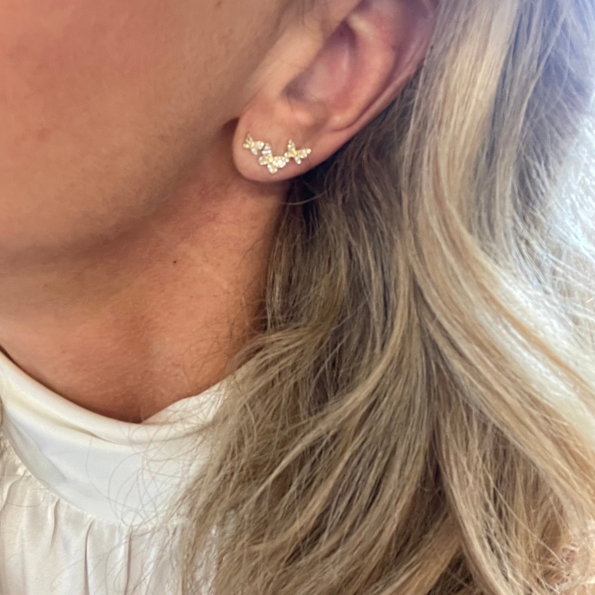 Butterfly Diamond Cluster Earrings - Lexie Jordan Jewelry