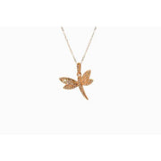 Dragonfly Charm Necklace | 14K Yellow Gold | Pave Diamonds - Lexie Jordan Jewelry