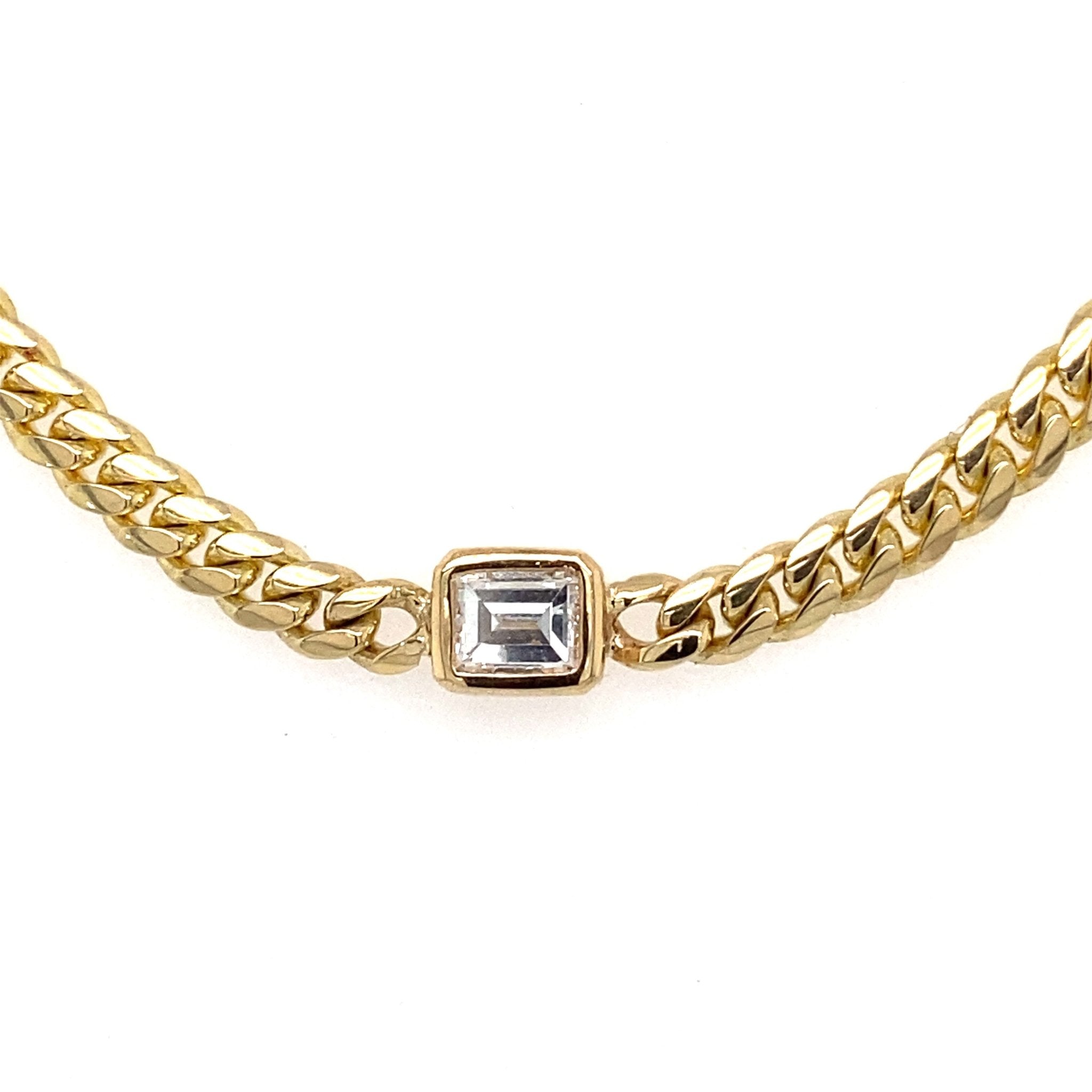 Emerald Diamond Cut Cuban Chain Choker - Lexie Jordan Jewelry