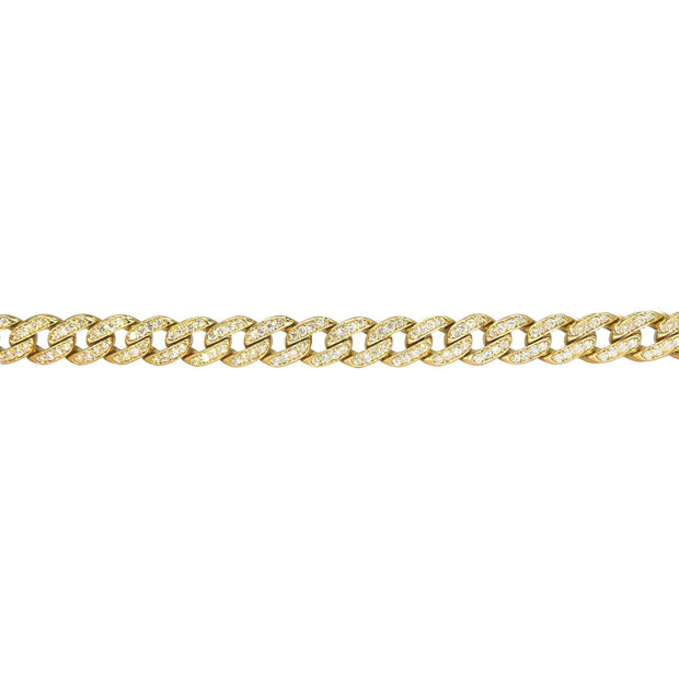 Glittering Cuban Link Chain Bracelet | 14K Gold | Faceted Diamonds - Lexie Jordan Jewelry