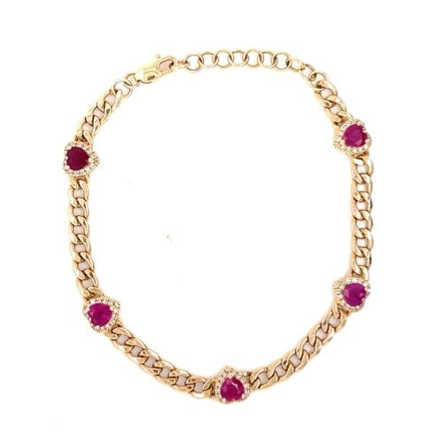 Heart Shaped Ruby and Diamond Bracelet - Lexie Jordan Jewelry
