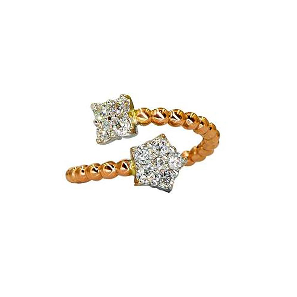 Open Circle Ring with Flower Accents | Diamonds | 18K Gold - Lexie Jordan Jewelry