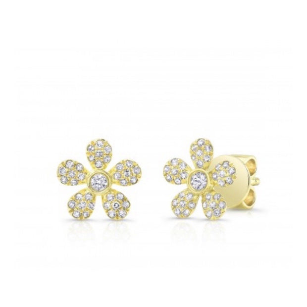 Small Pave Flower Stud Earrings - Lexie Jordan Jewelry