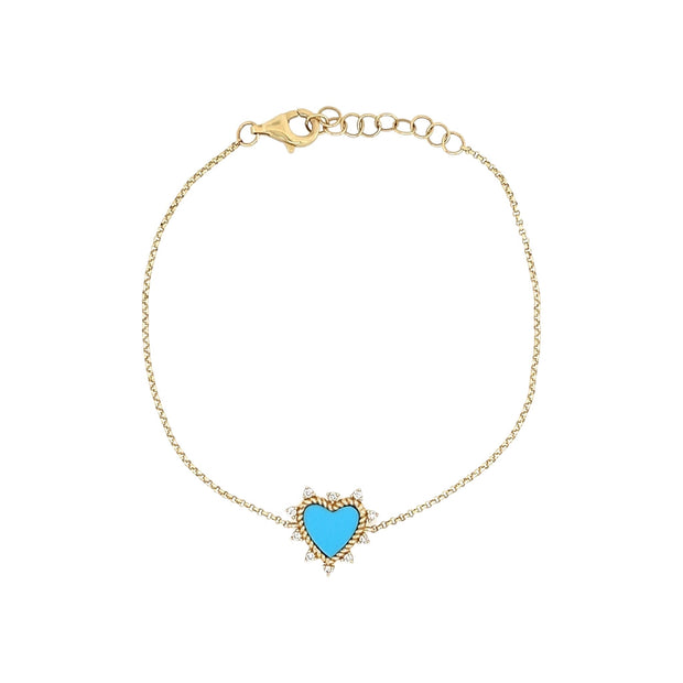 Turqoise Diamond Heart Bracelet - Lexie Jordan Jewelry