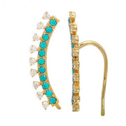 Turquoise diamond ear climber - Lexie Jordan Jewelry