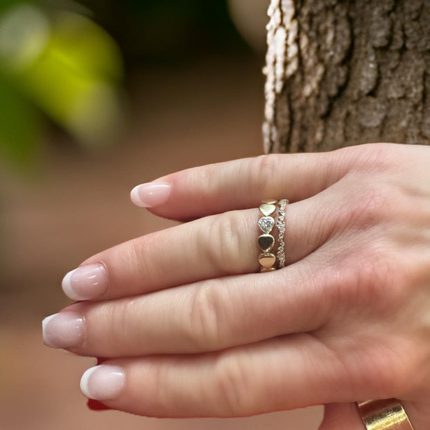 14K Gold Diamond Bezel Heart Ring - Lexie Jordan Jewelry