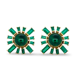 Stunning Lab-Grown Emerald Sunburst Earrings