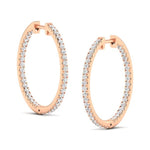 14k rose gold hoop earrings featuring a full setting of round lab-grown diamonds.