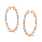 14k rose gold hoop earrings featuring a full setting of round lab-grown diamonds.