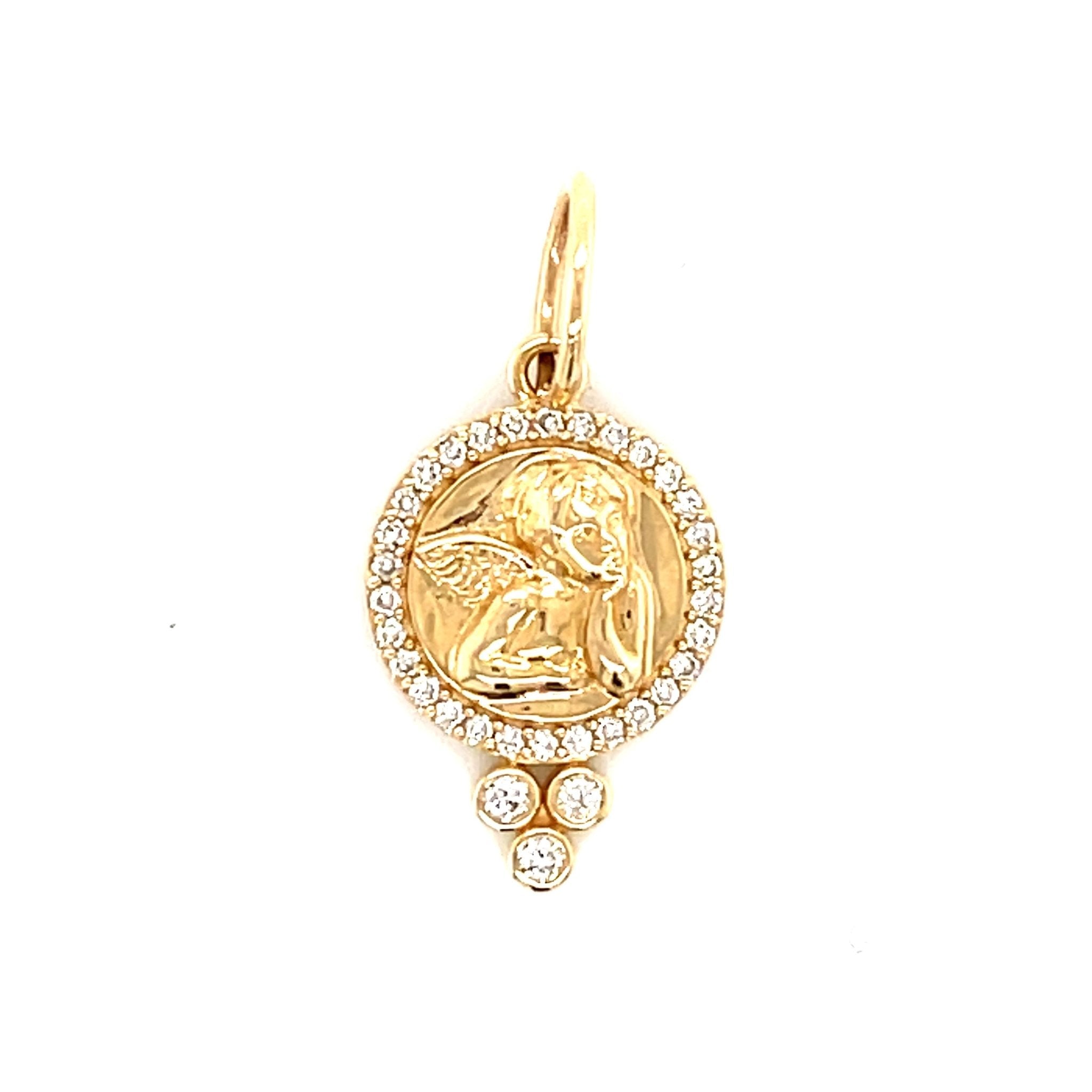 Angel charm | 14K gold | Diamonds - Lexie Jordan Jewelry