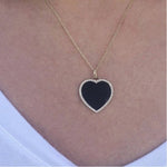 Black Onyx and Diamond Heart Pendant - Lexie Jordan Jewelry