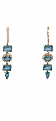 Blue Topaz and Diamond Multi shape Drop Earrings - Lexie Jordan Jewelry