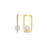 Paperclip Diamond Pearl Earrings - Lexie Jordan Jewelry