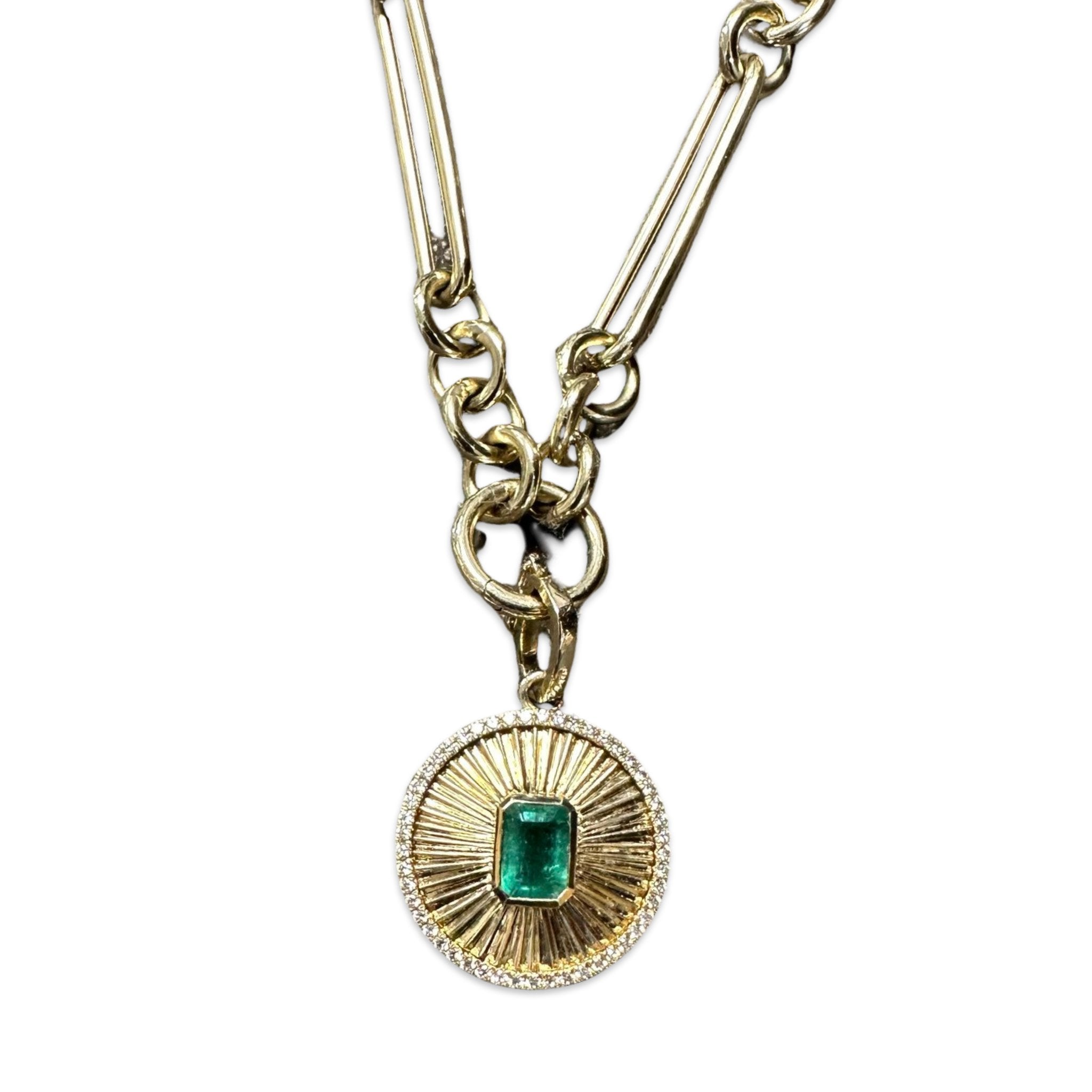 Fluted Emerald and Diamond Pendants- Lexie Jordan Jewelry