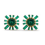 Stunning Lab - Grown Emerald Sunburst Earrings - Lexie Jordan Jewelry