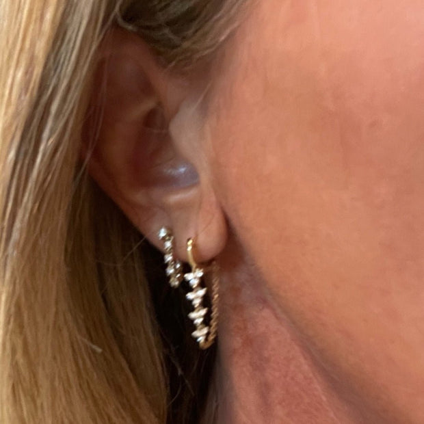 14 K Gold Diamond Cluster Chain Earrings - Lexie Jordan Jewelry