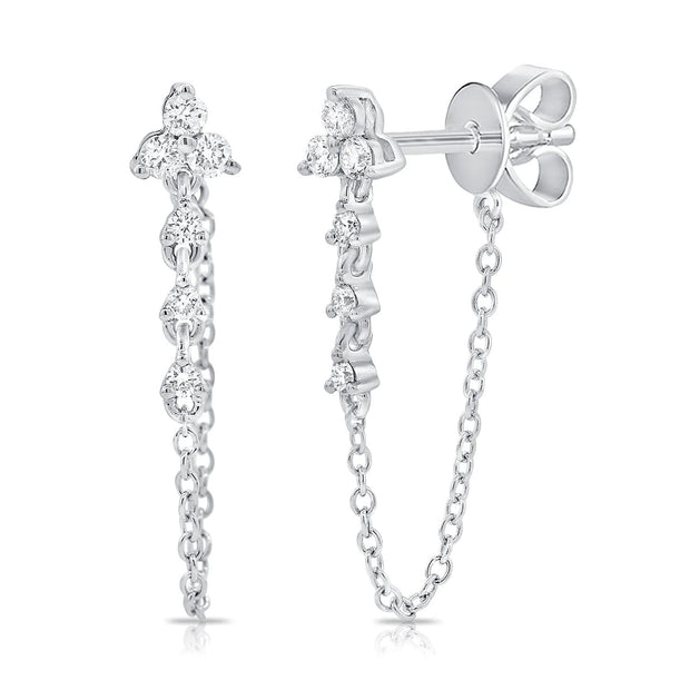 14 K gold diamond cluster chain earrings - Lexie Jordan Jewelry