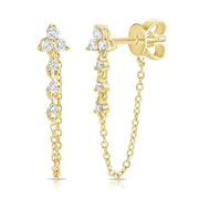 14 K gold diamond cluster chain earrings - Lexie Jordan Jewelry