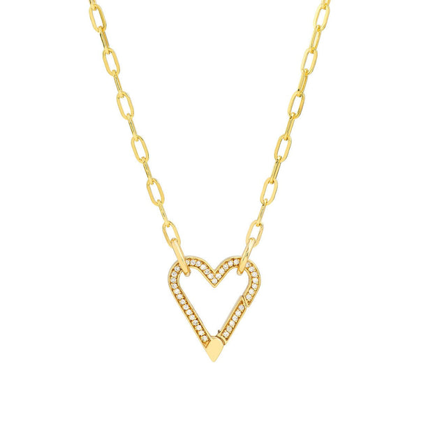 14k Diamond open heart push lock - Lexie Jordan Jewelry