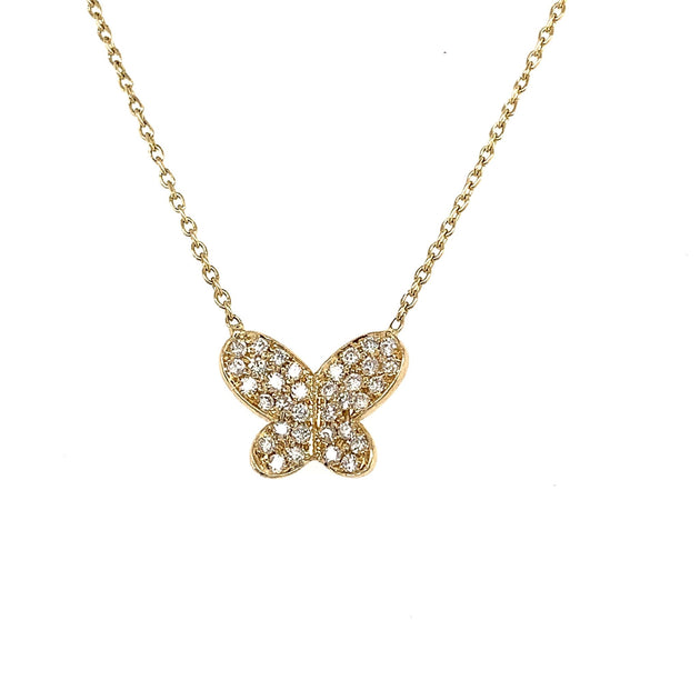 14K Gold Pave Diamond Butterfly Necklace - Lexie Jordan Jewelry