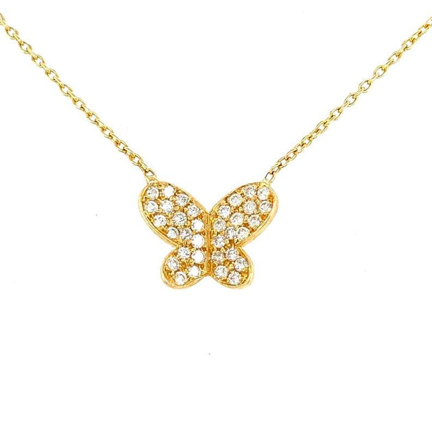 14K Gold Pave Diamond Butterfly Necklace - Lexie Jordan Jewelry