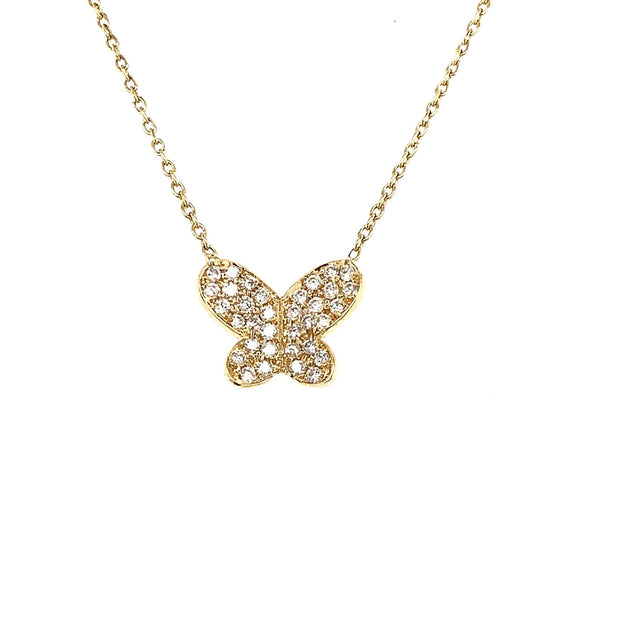 14K Gold Pave Diamond Butterfly Necklace - Lexie Jordan Jewelry