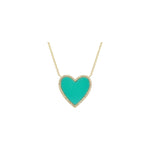 14k Gold Turquoise Heart Diamond necklace - Lexie Jordan Jewelry