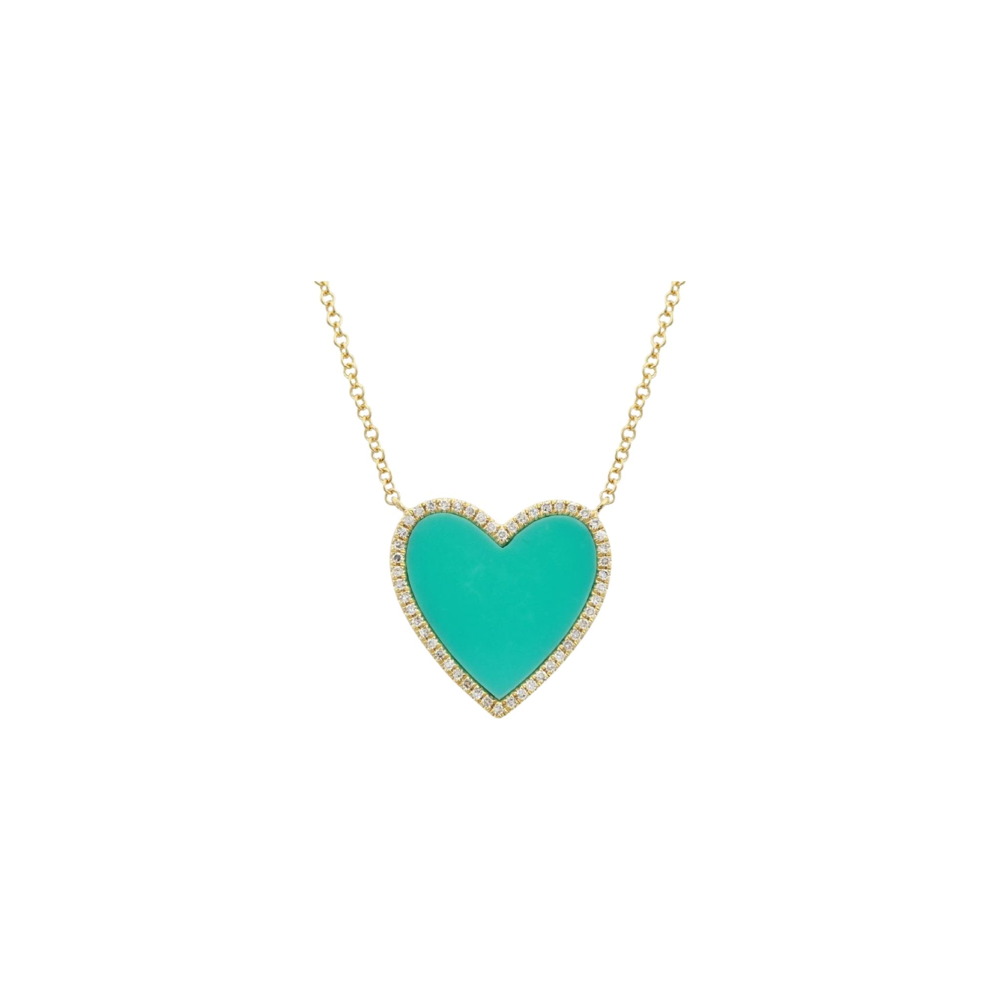 14k Gold Turquoise Heart Diamond necklace - Lexie Jordan Jewelry