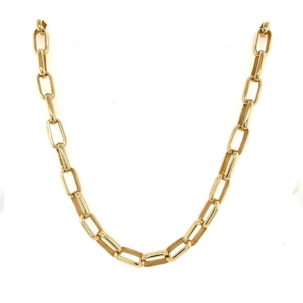 14K Solid Gold Rectangle Link Chain - Lexie Jordan Jewelry