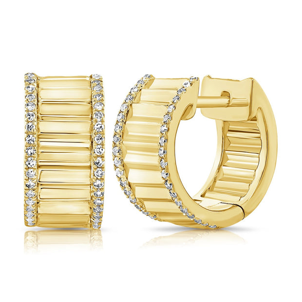 14K Yellow Gold Diamond Huggies - Lexie Jordan Jewelry