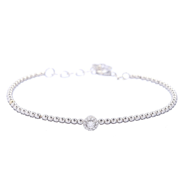 14kt White Gold Bracelet with Round Diamond Station - Lexie Jordan Jewelry