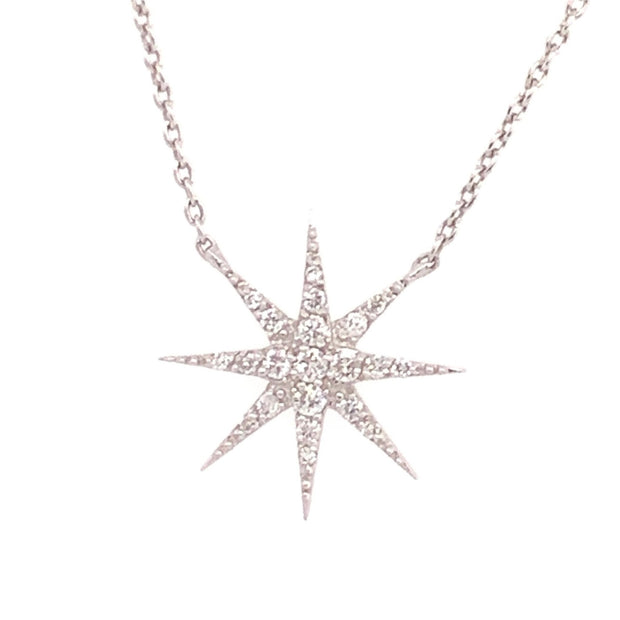 18K White Gold Diamond Star Charm on a Delicate Chain - Lexie Jordan Jewelry