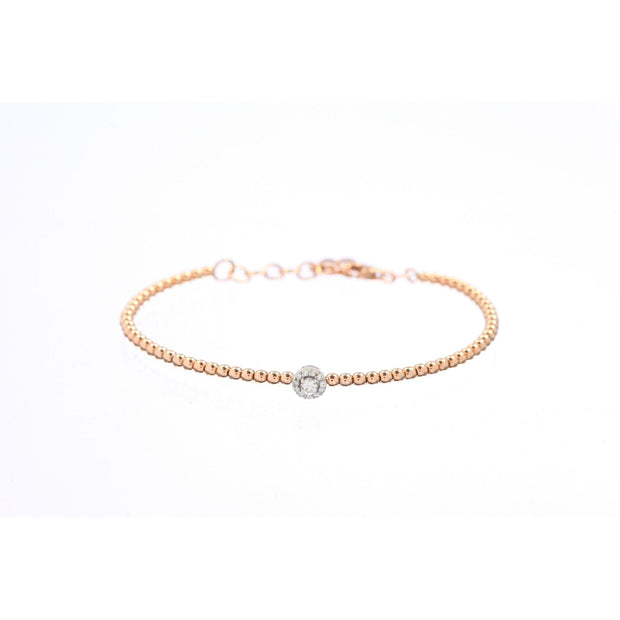 18kt Gold Bracelet with One Round Diamond Station - Lexie Jordan Jewelry