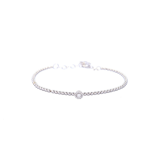 18kt Gold Bracelet with One Round Diamond Station - Lexie Jordan Jewelry