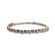 Amethyst and Topaz Heart Bezel Bracelet - Lexie Jordan Jewelry