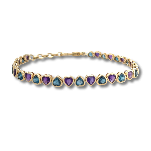 Amethyst and Topaz Heart Bezel Bracelet - Lexie Jordan Jewelry