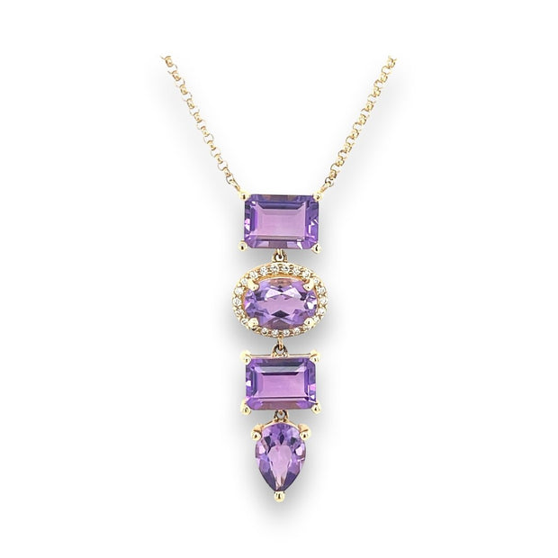 Buy Floating Multi Shape Diamond Necklace, 14K Gold Drilled Necklace, Six  Drill Diamond Floating Pendant, Gift for Mom Online in India - Etsy