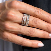 Barley Twist Graduation Ring | 18K Gold | Diamond Flower - Lexie Jordan Jewelry