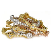 Barley Twist Graduation Ring | 18K Gold | Diamond Flower - Lexie Jordan Jewelry