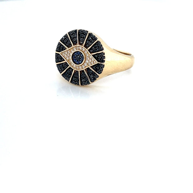 Black and White Diamond Evil Eye Ring - Lexie Jordan Jewelry