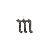 Black Diamond Small Initial Charm Necklace | 14K Gold | Black Diamonds - Lexie Jordan Jewelry
