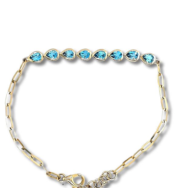 Blue pear shaped topaz bezel | Paperclip Chain - Lexie Jordan Jewelry