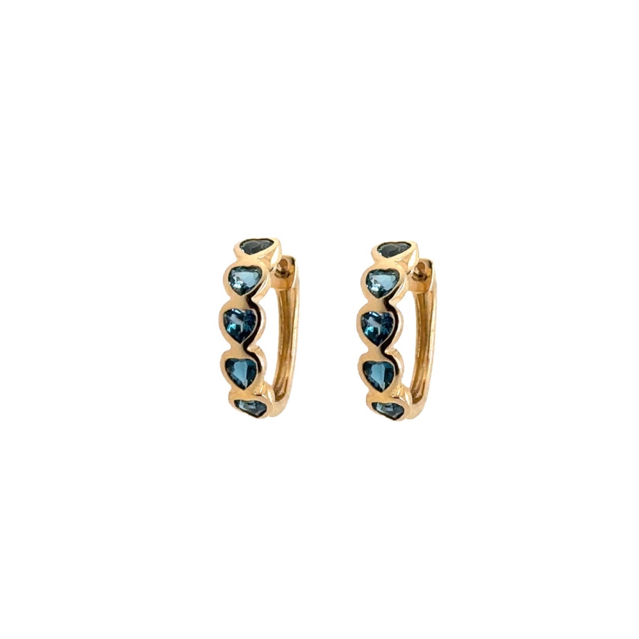 Blue topaz heart bezel huggies - Lexie Jordan Jewelry