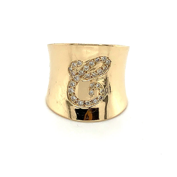 Cigar Diamond Initial Ring - Lexie Jordan Jewelry