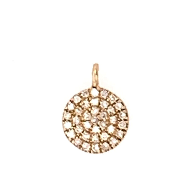 Circle Pave Diamond Round Charm 14K Gold and Diamonds - Lexie Jordan Jewelry