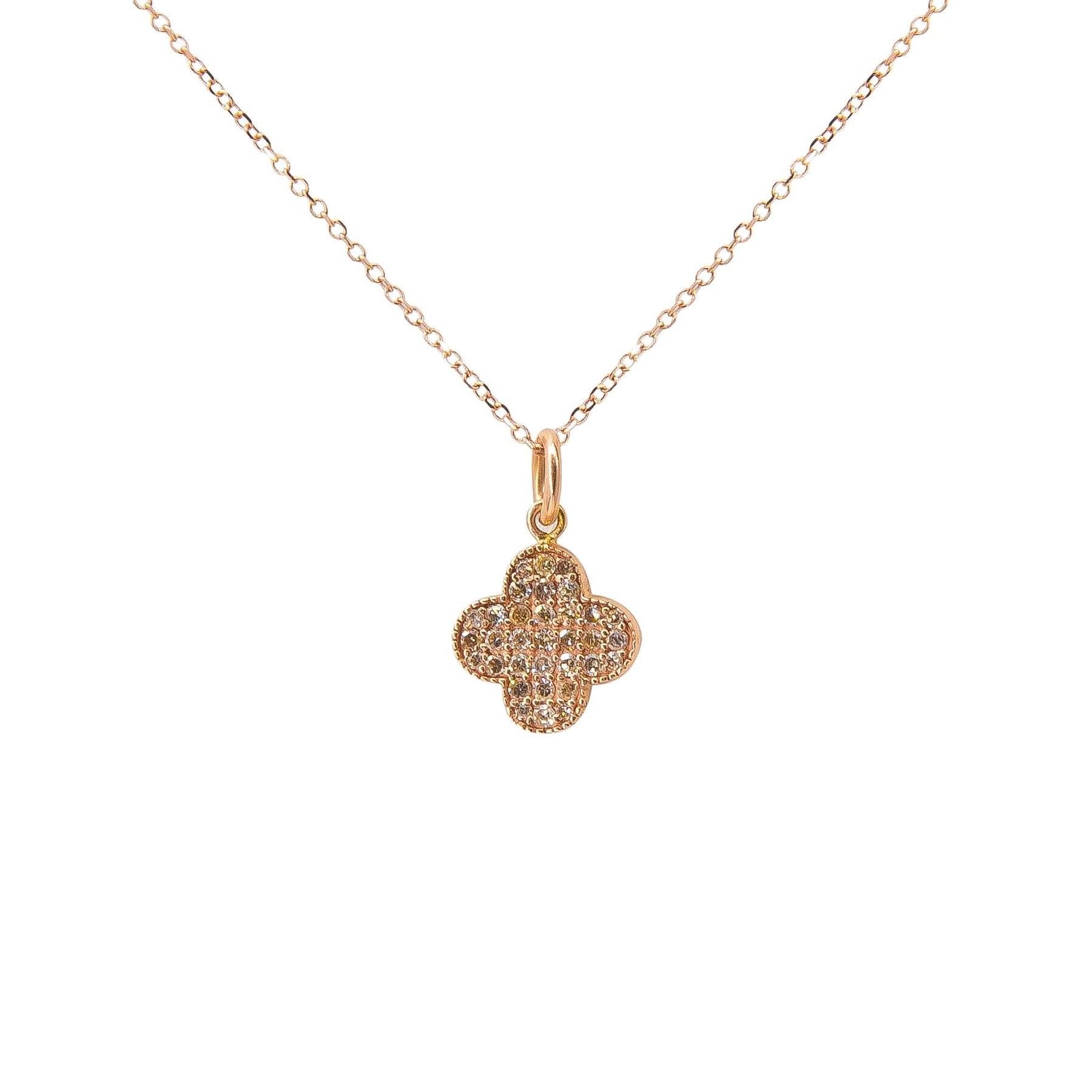 Clover Charm Necklace | Quatrefoil Design | 14K Gold | Pave Diamonds - Lexie Jordan Jewelry