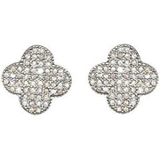 Clover Stud Earrings | Quatrefoil Design | Pave Diamonds | Sterling - Lexie Jordan Jewelry