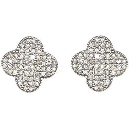 Clover Stud Earrings | Quatrefoil Design | Pave Diamonds | Sterling - Lexie Jordan Jewelry