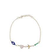 Colored CZ I Love You To The Moon and Back Silver Bracelet - Lexie Jordan Jewelry